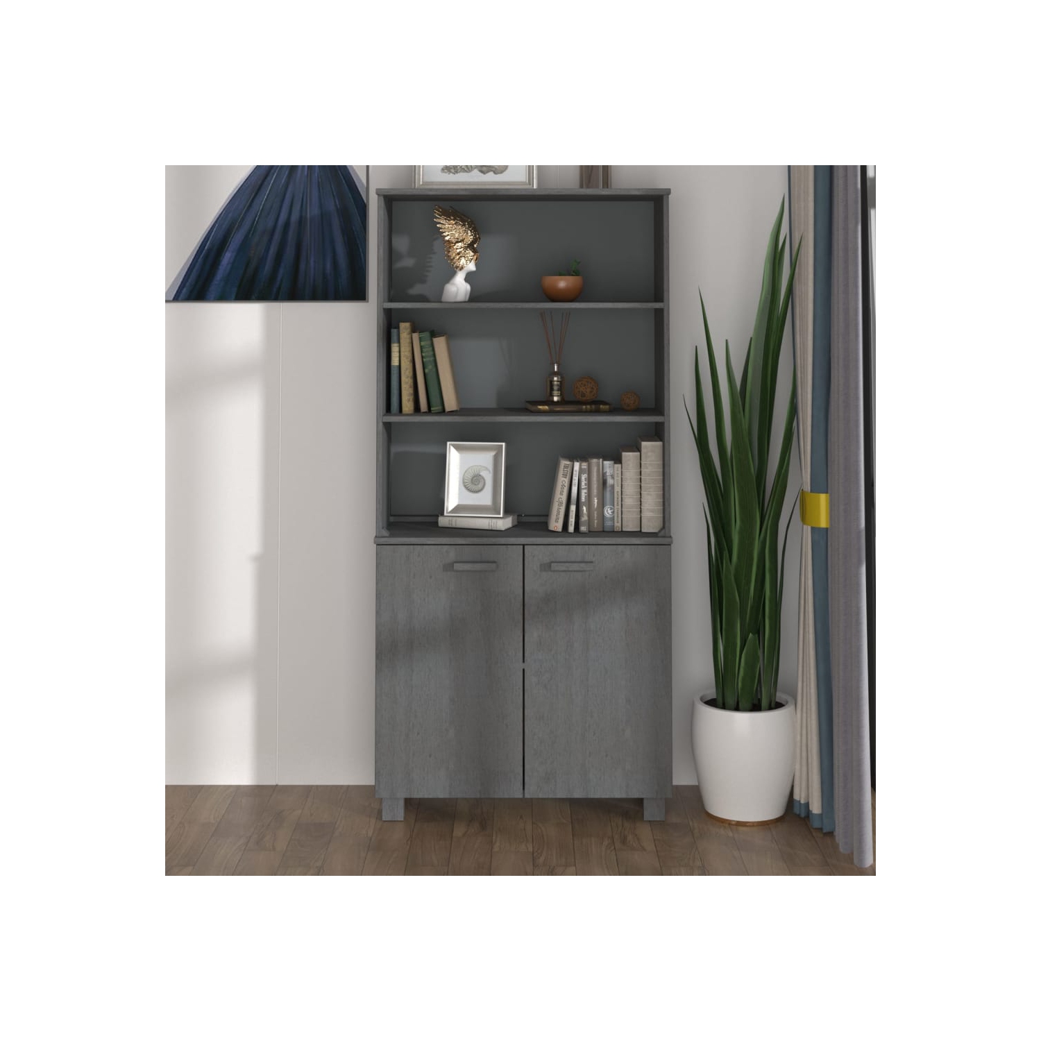 vidaXL Highboard HAMAR Solid Wood Pine Dark Grey