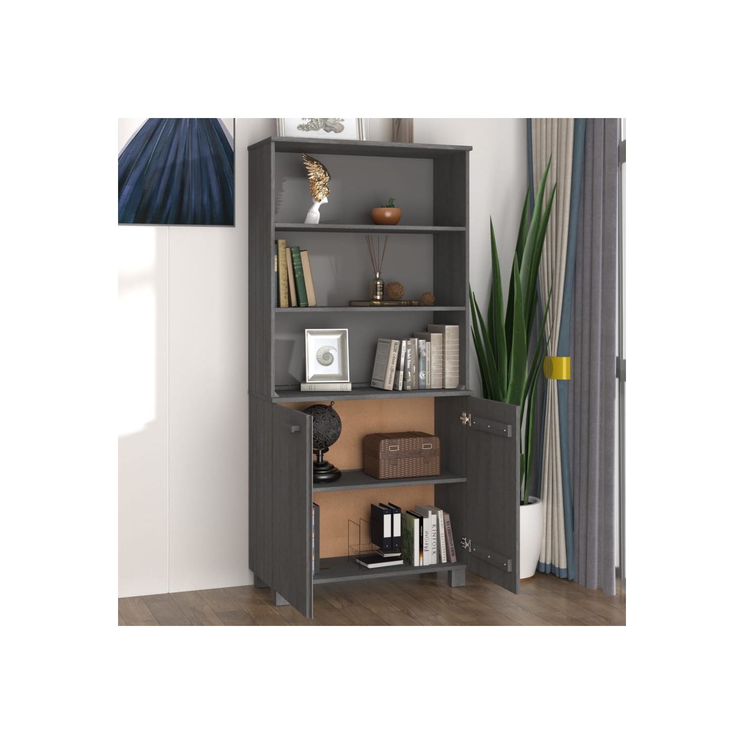 vidaXL Highboard HAMAR Solid Wood Pine Dark Grey