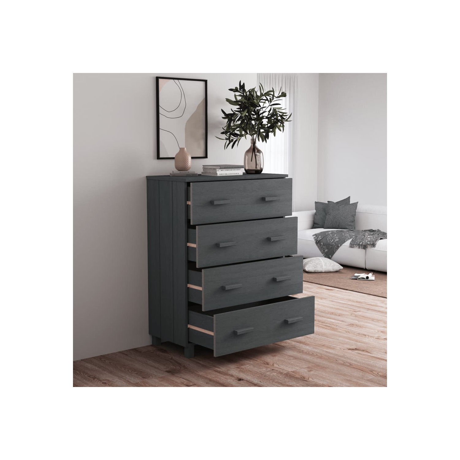 vidaXL Sideboard HAMAR Dark Grey 79x40x103.5 cm Solid Wood Pine