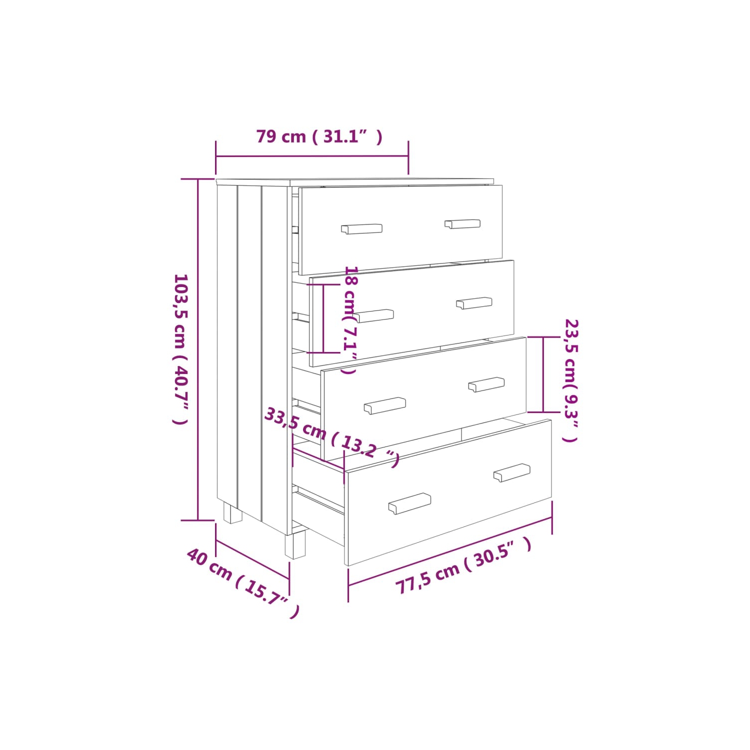 vidaXL Sideboard HAMAR Dark Grey 79x40x103.5 cm Solid Wood Pine