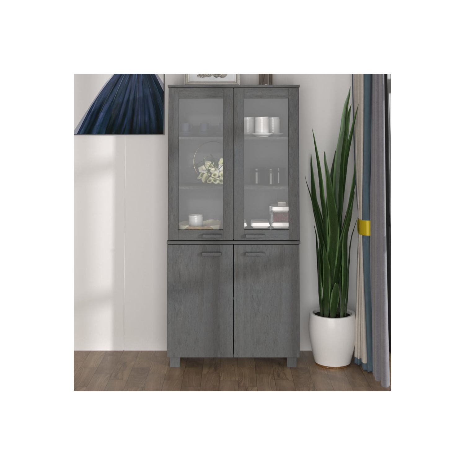 vidaXL Highboard HAMAR Solid Wood Pine Dark Grey