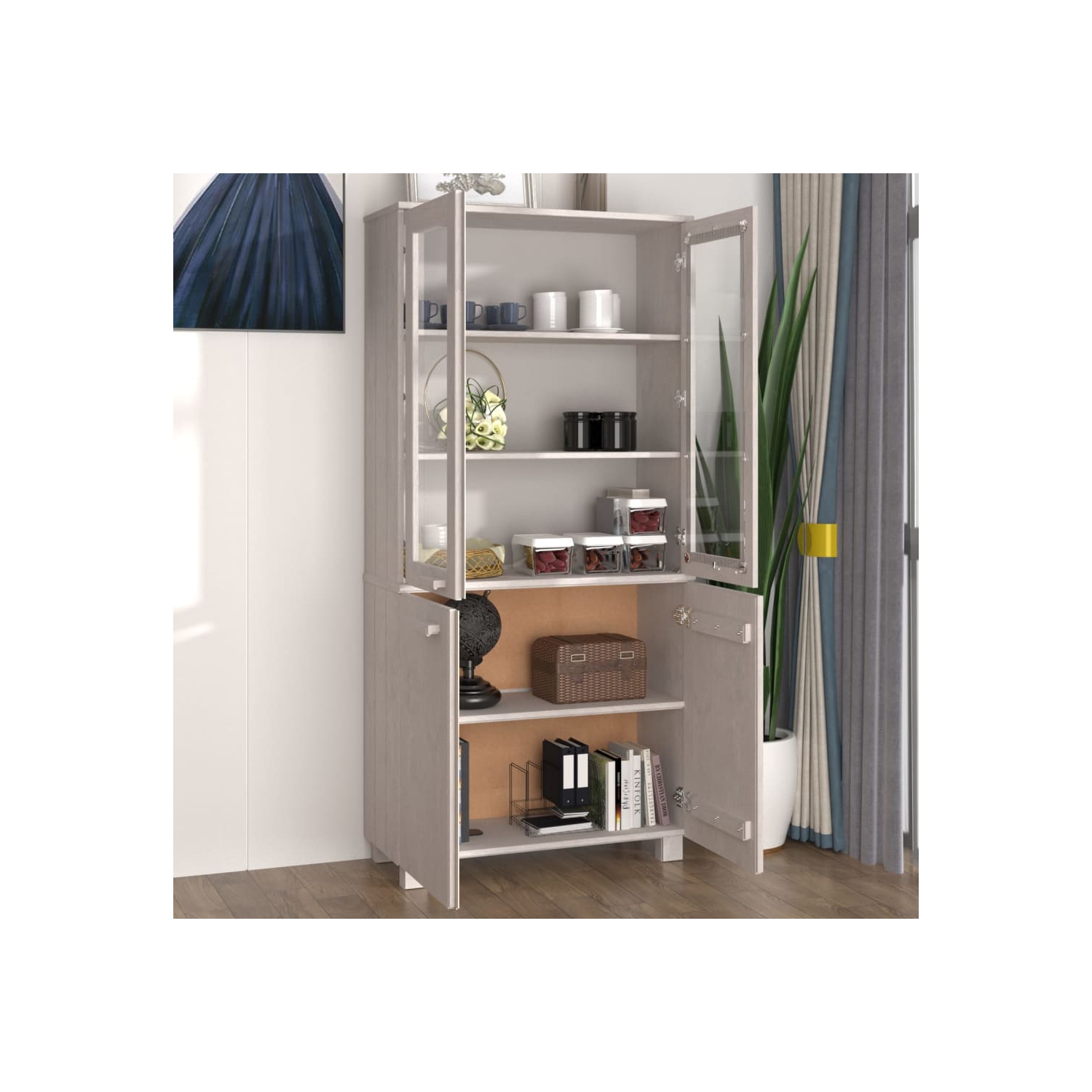 vidaXL Highboard HAMAR Solid Wood Pine White