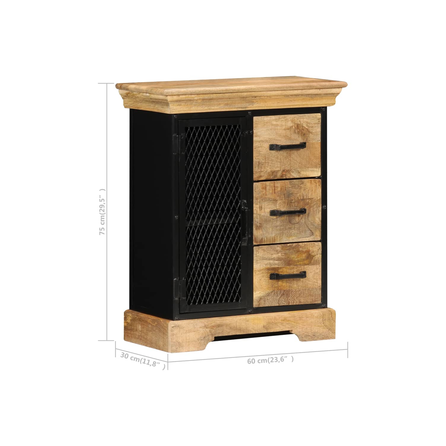 vidaXL Sideboard 60x30x75 cm Solid Mango Wood