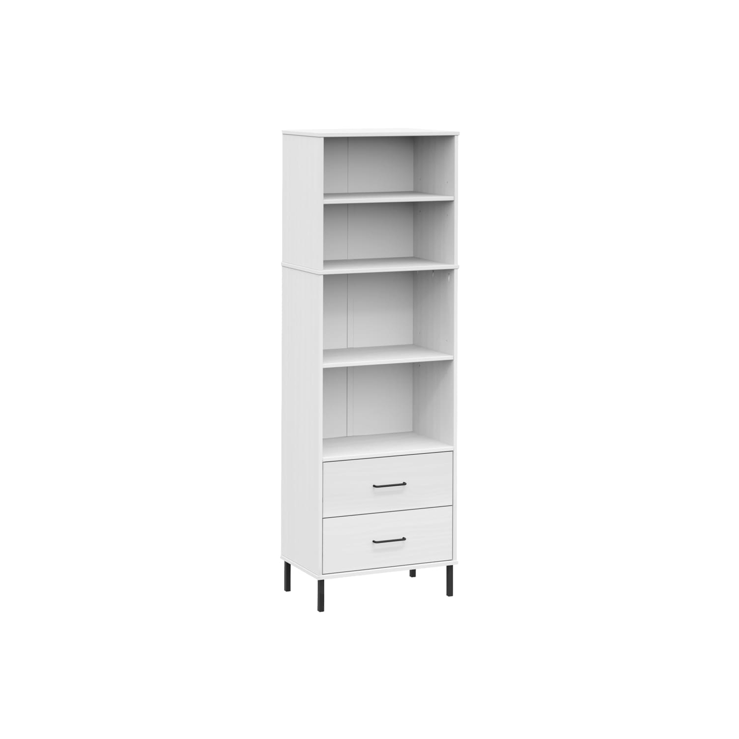 vidaXL Bookcase with 2 Drawers White 60x35x180 cm Solid Wood OSLO
