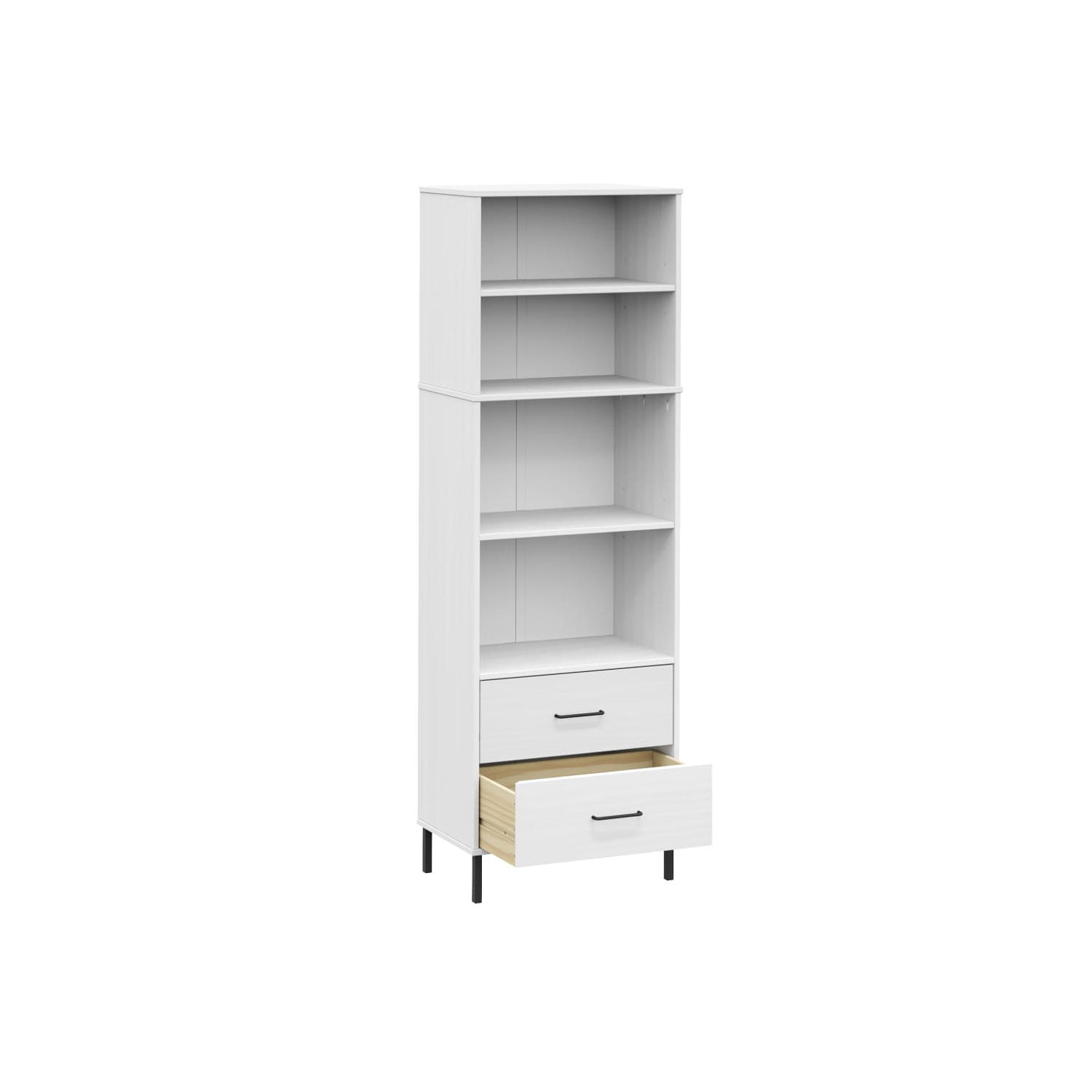 vidaXL Bookcase with 2 Drawers White 60x35x180 cm Solid Wood OSLO