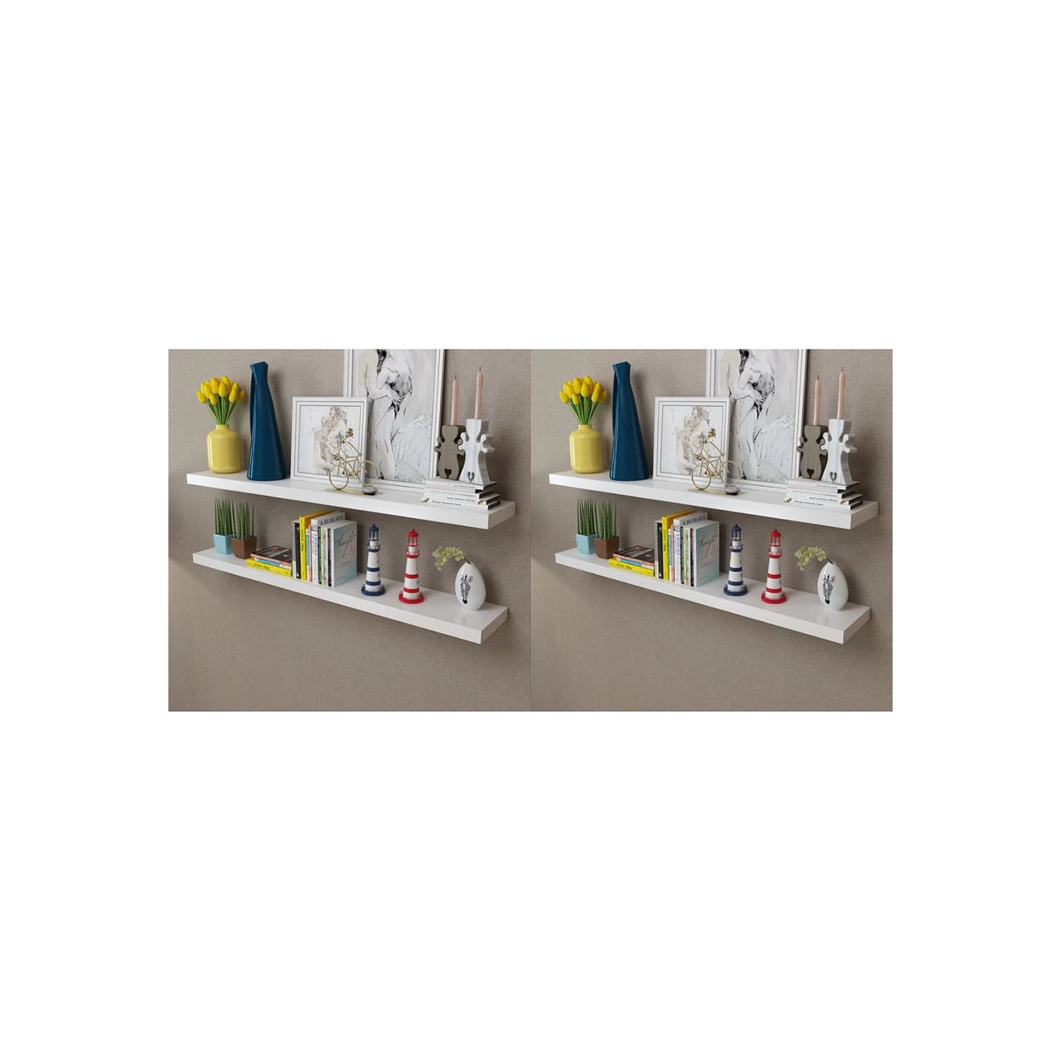 vidaXL Wall Shelves 4 pcs White 120 cm