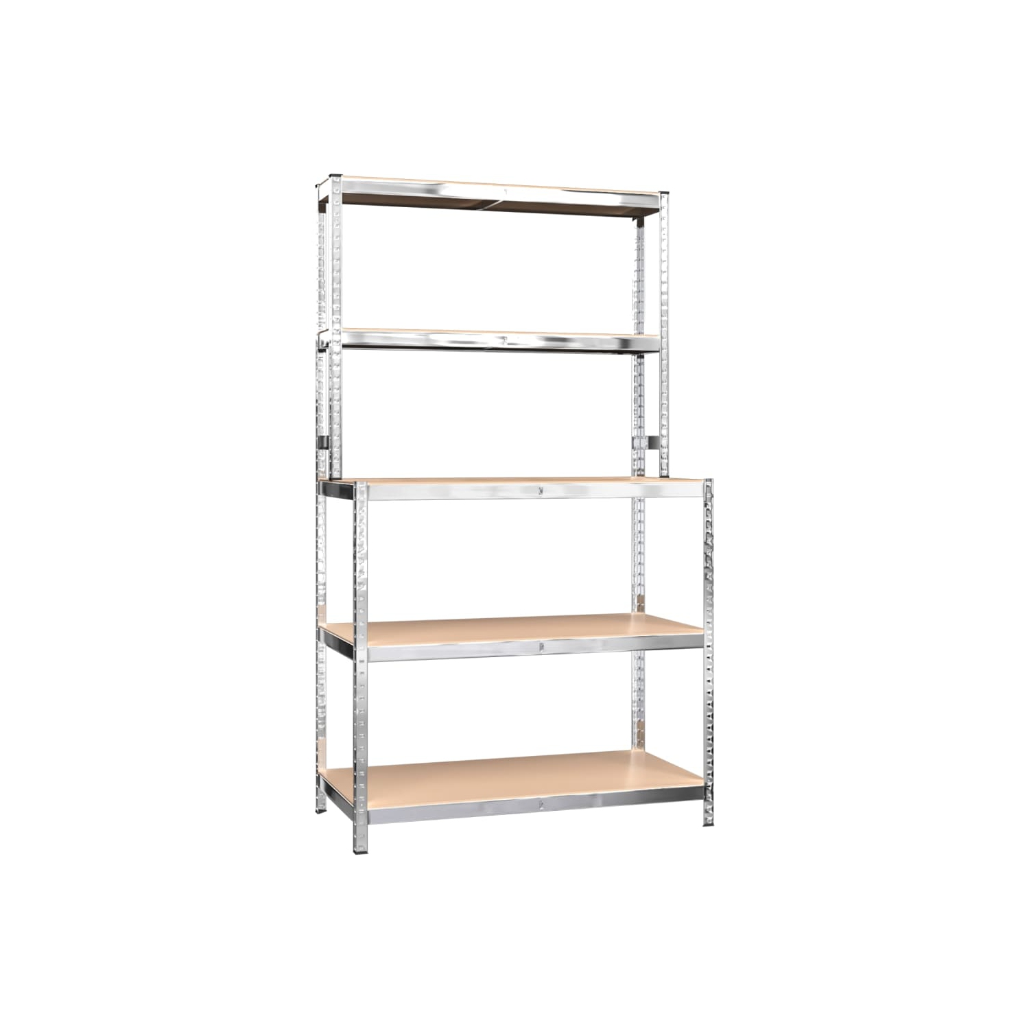 Table de travail à 5 couches avec tablettes en acier argenté et en bois d'ingénierie vidaXL