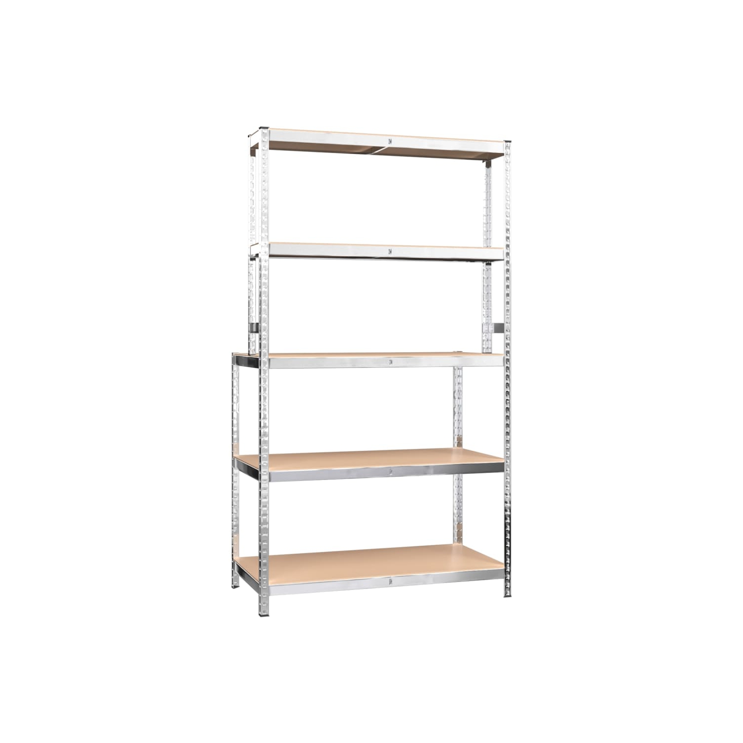 Table de travail à 5 couches avec tablettes en acier argenté et en bois d'ingénierie vidaXL