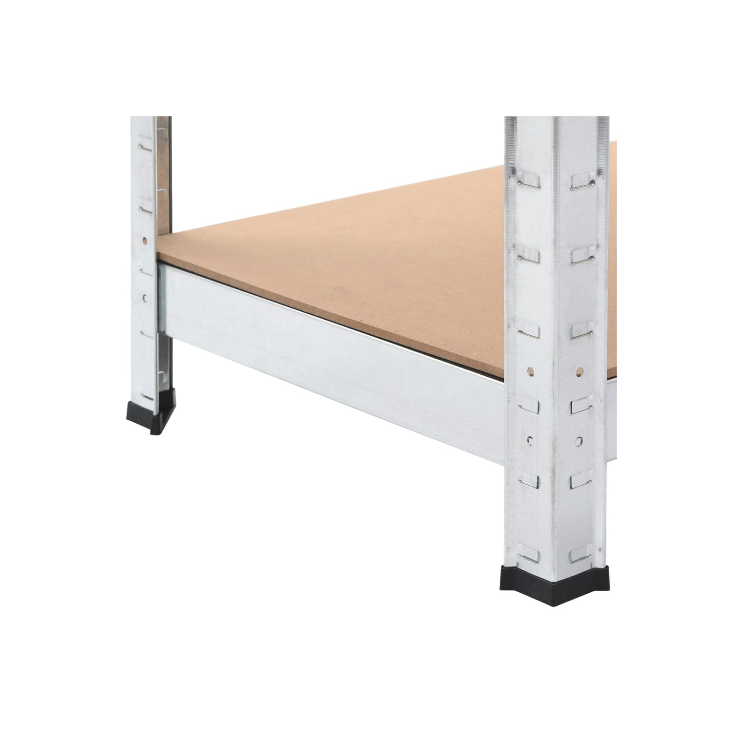 Table de travail à 5 couches avec tablettes en acier argenté et en bois d'ingénierie vidaXL