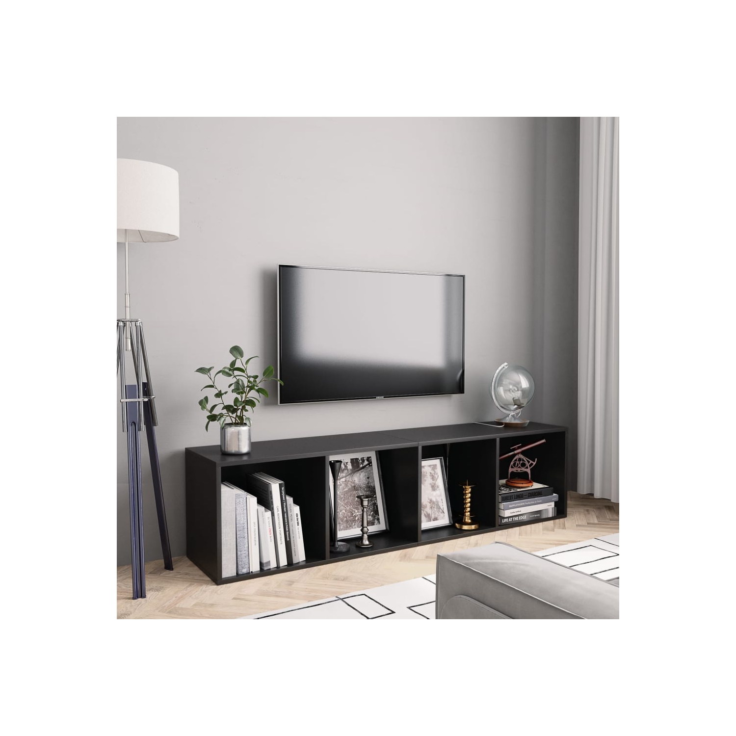 Meuble pour téléviseur/armoire à livres de vidaXL - Noir 143x30 x 36 cm