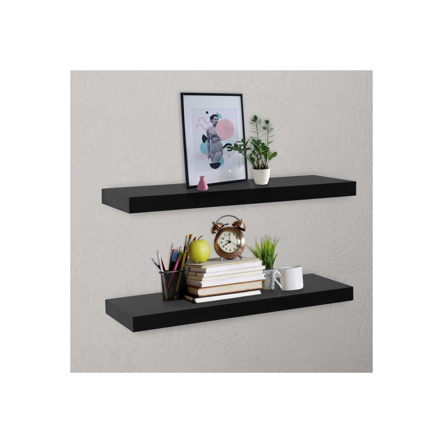 Tablettes murales flottantes vidaXL 2 pièces noir 80 x 20 x 3,8&nbsp;cm