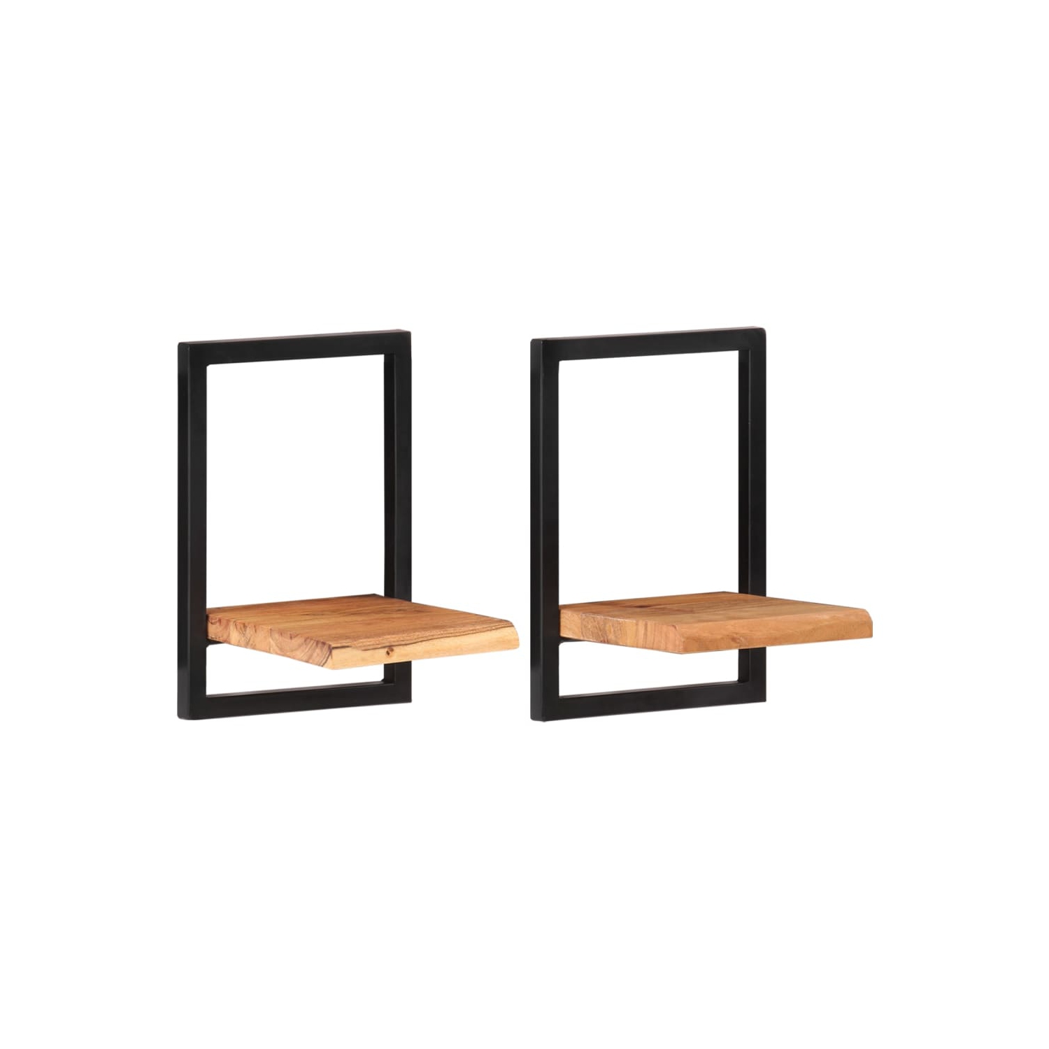 vidaXL Wall Shelves 2 pcs 25x25x35 cm Solid Wood Acacia and Steel