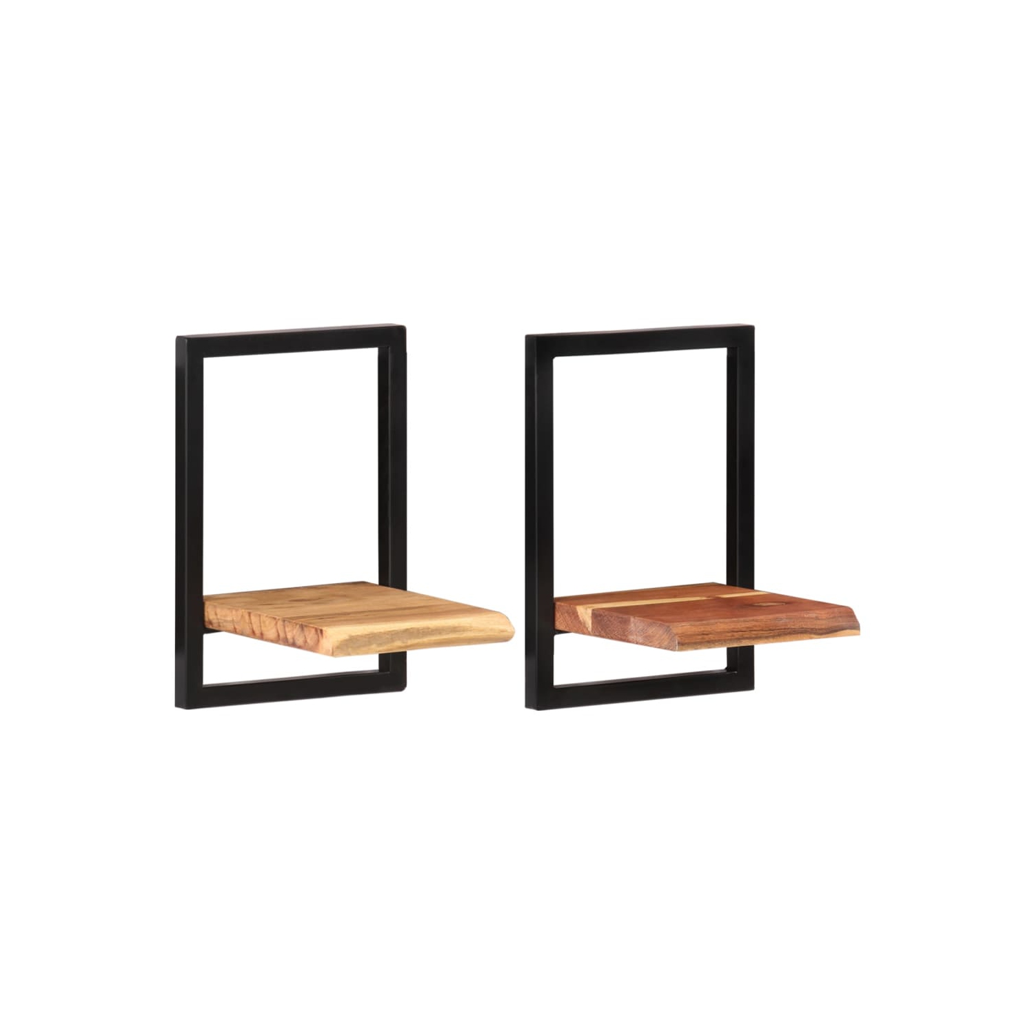 vidaXL Wall Shelves 2 pcs 25x25x35 cm Solid Wood Acacia and Steel