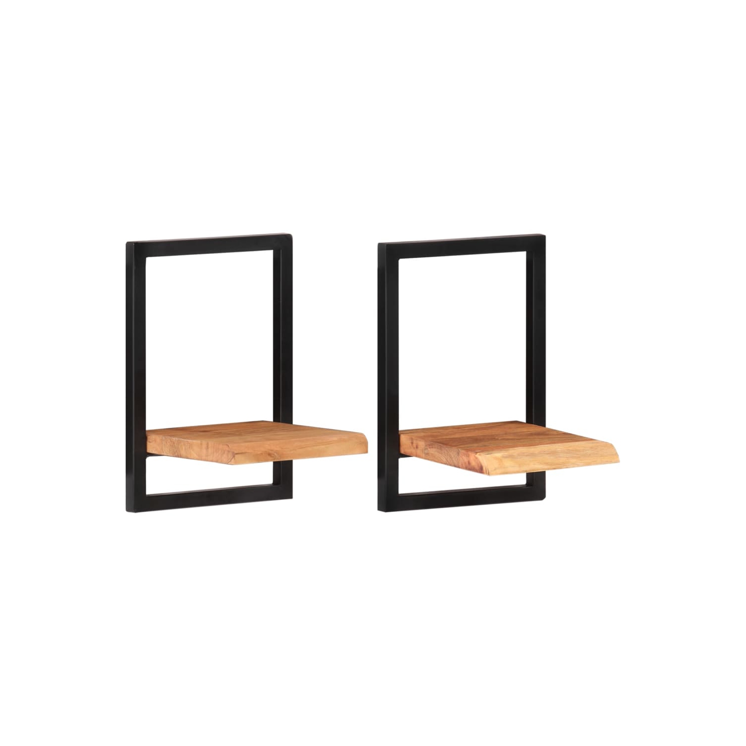 vidaXL Wall Shelves 2 pcs 25x25x35 cm Solid Wood Acacia and Steel