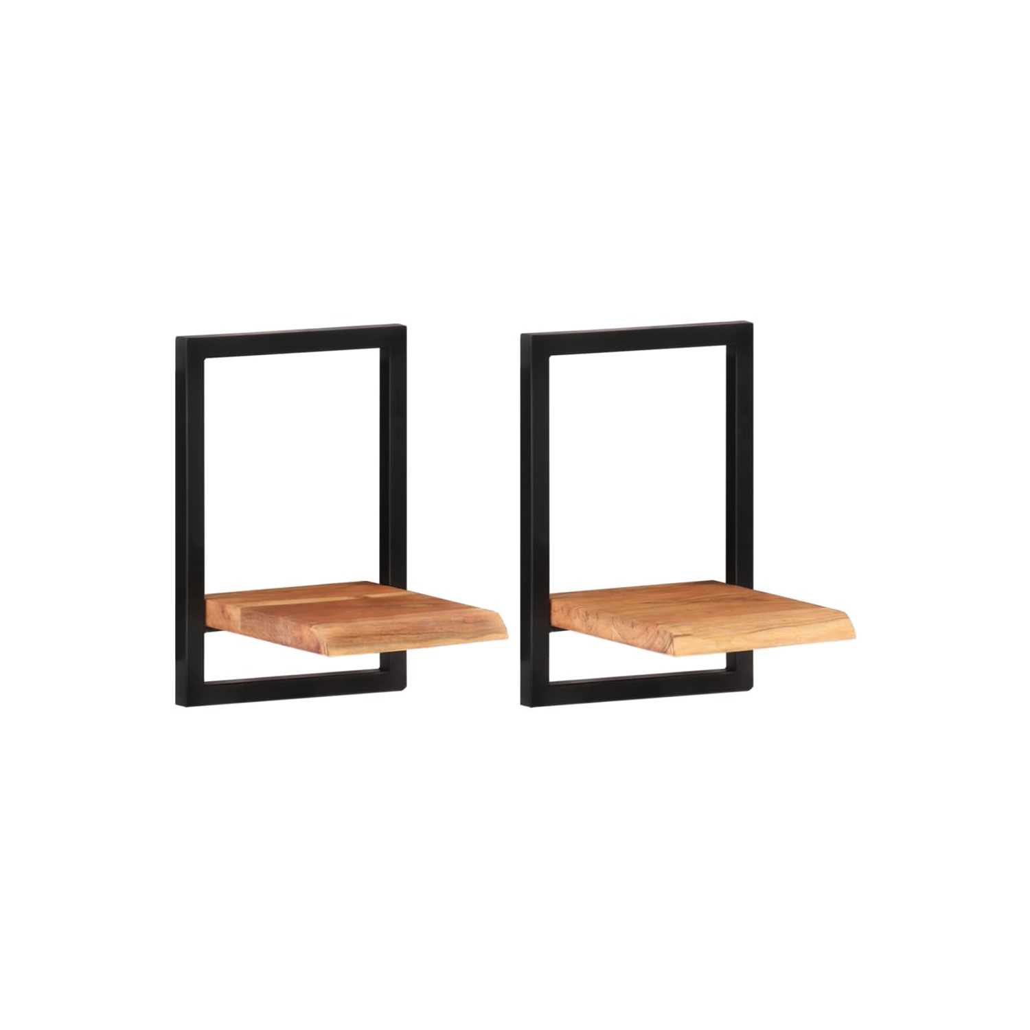 vidaXL Wall Shelves 2 pcs 25x25x35 cm Solid Wood Acacia and Steel