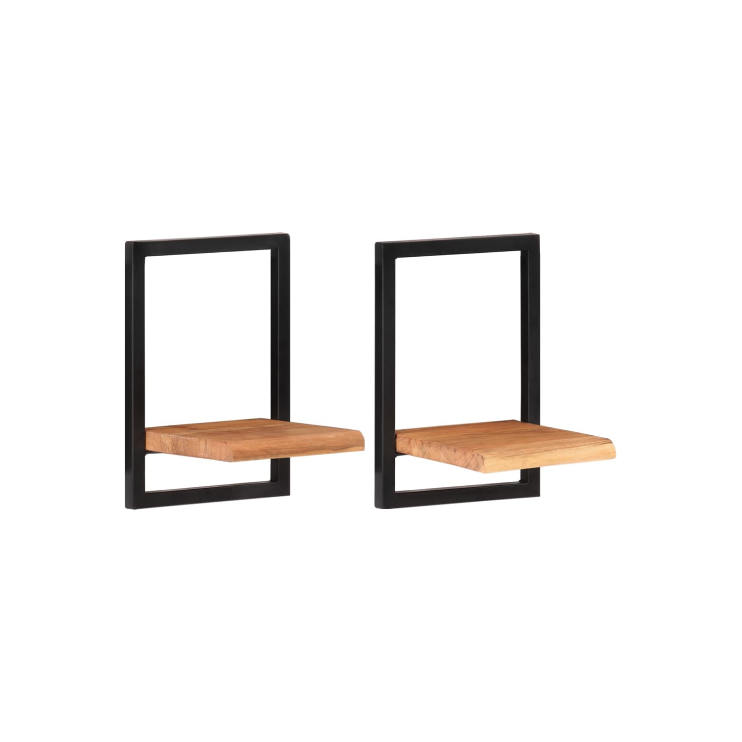 vidaXL Wall Shelves 2 pcs 25x25x35 cm Solid Wood Acacia and Steel