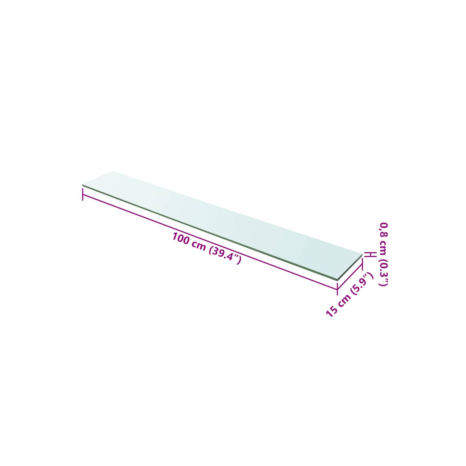 vidaXL Shelf Panel Glass Clear 100x15 cm
