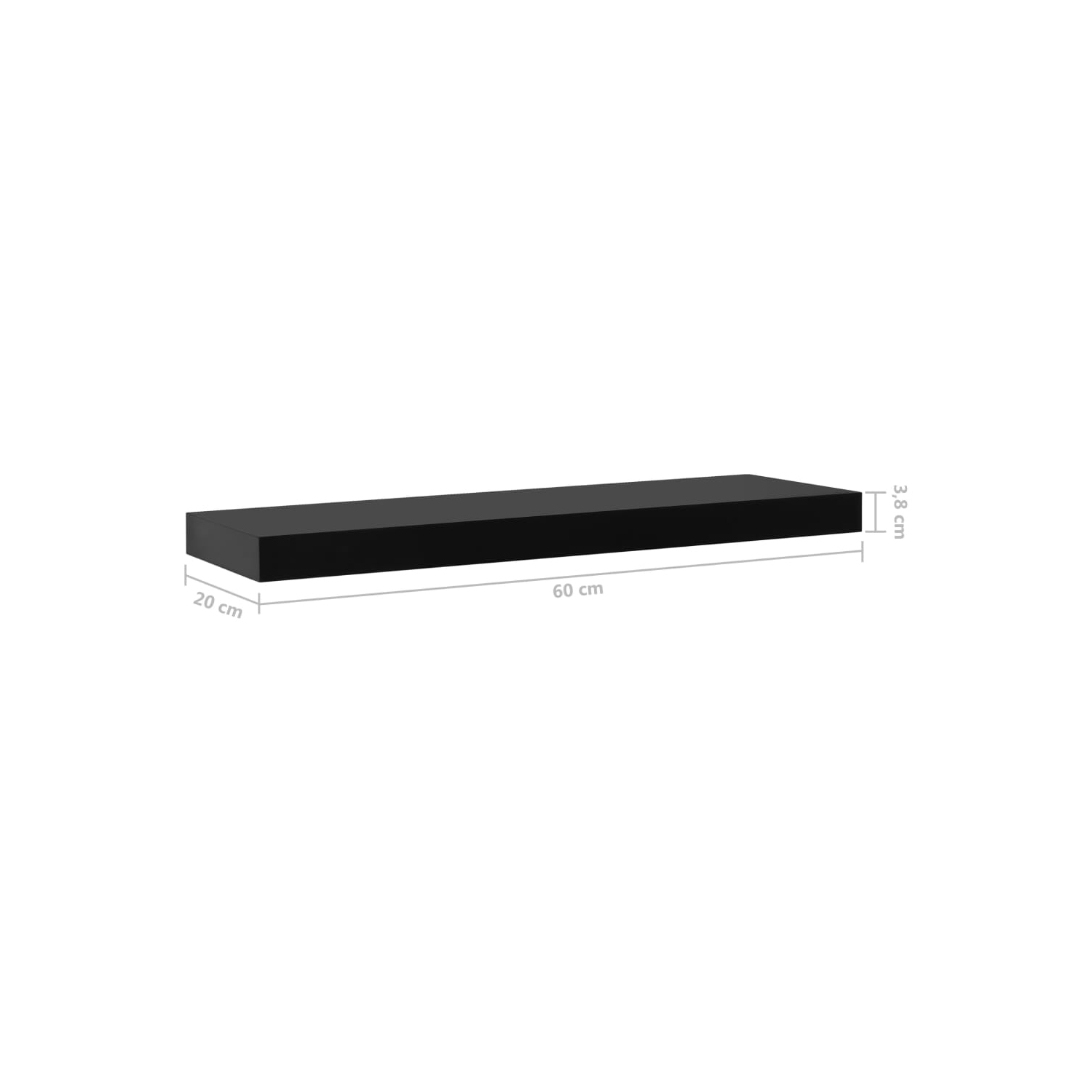 vidaXL Floating Wall Shelves 2 pcs Black 60x20x3.8 cm