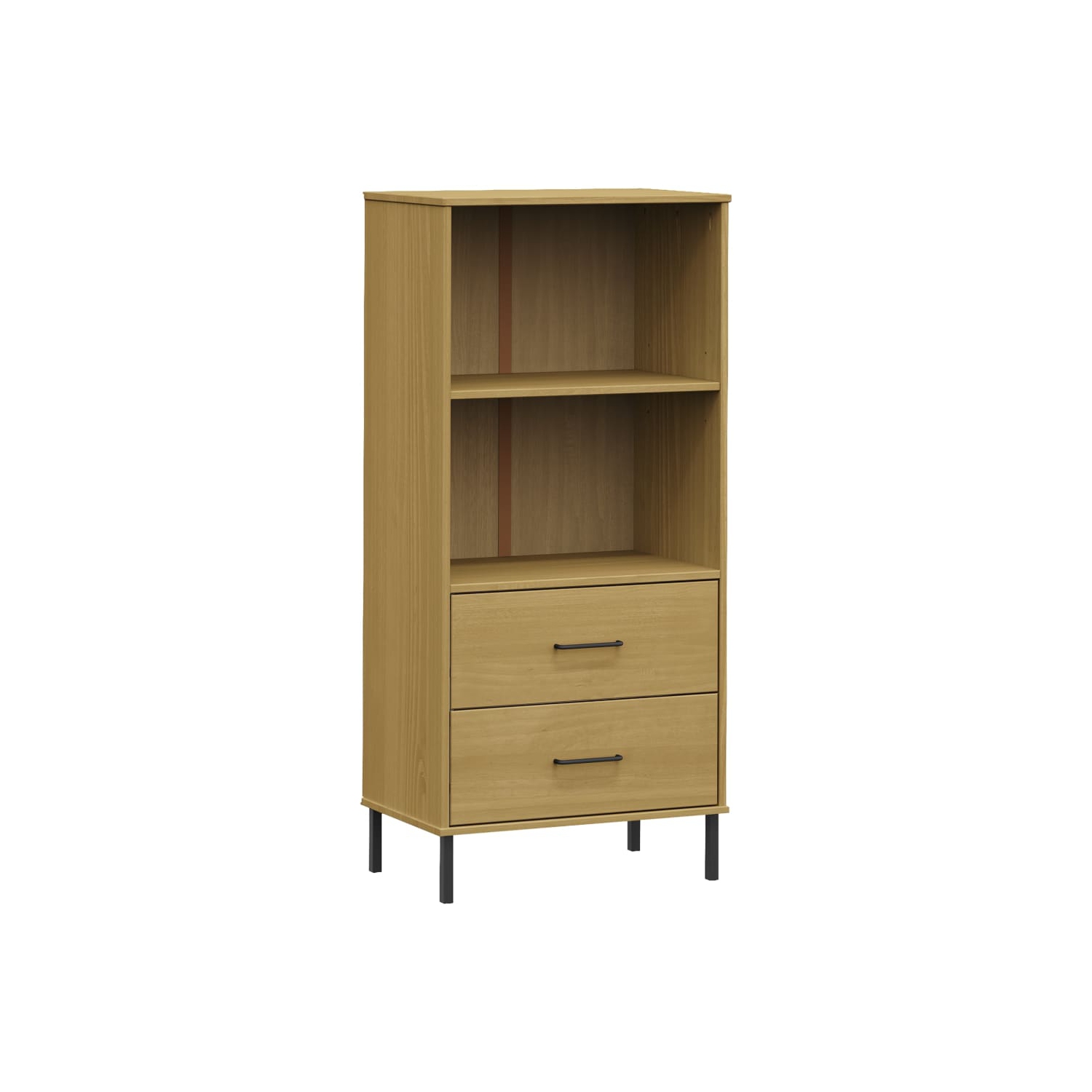 vidaXL Bookcase with 2 Drawers Brown 60x35x128.5 cm Solid Wood OSLO