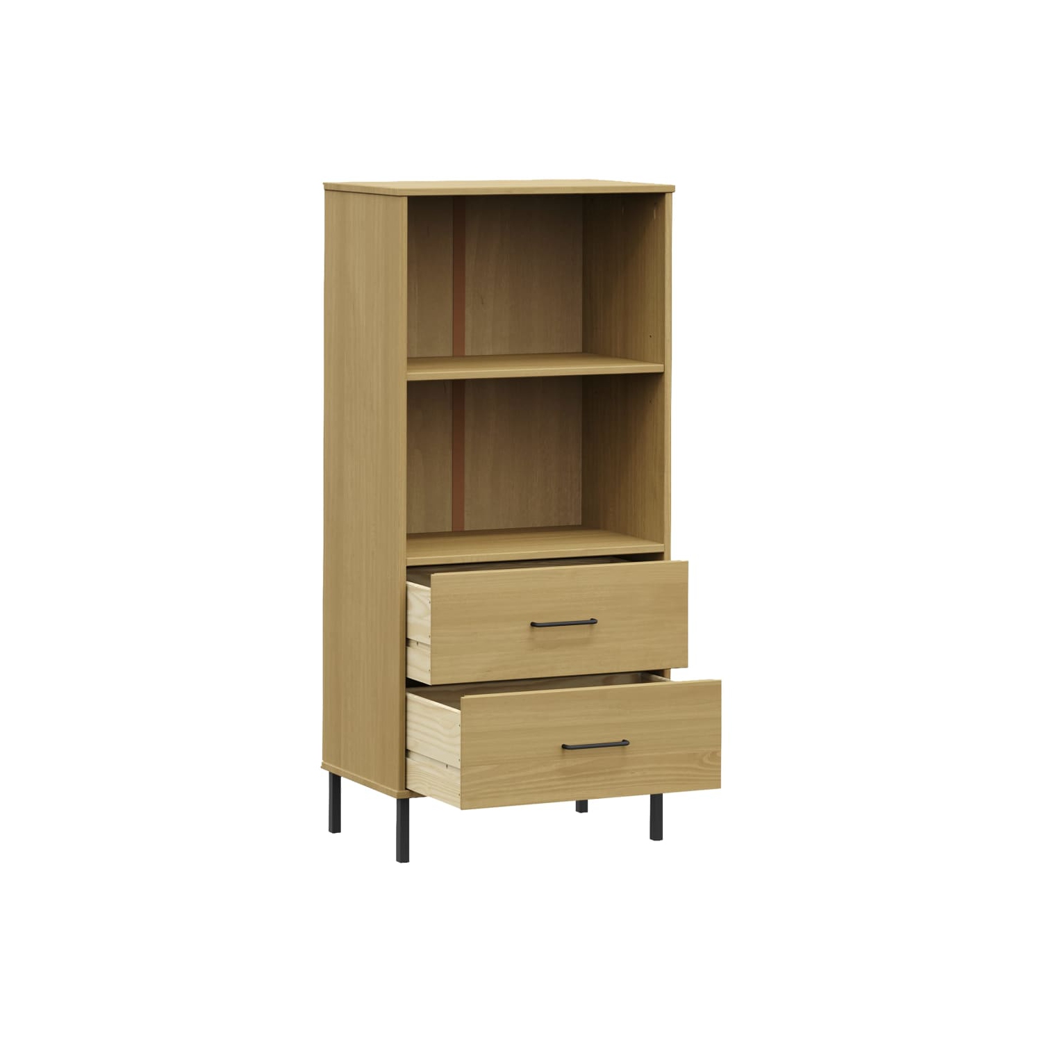 vidaXL Bookcase with 2 Drawers Brown 60x35x128.5 cm Solid Wood OSLO