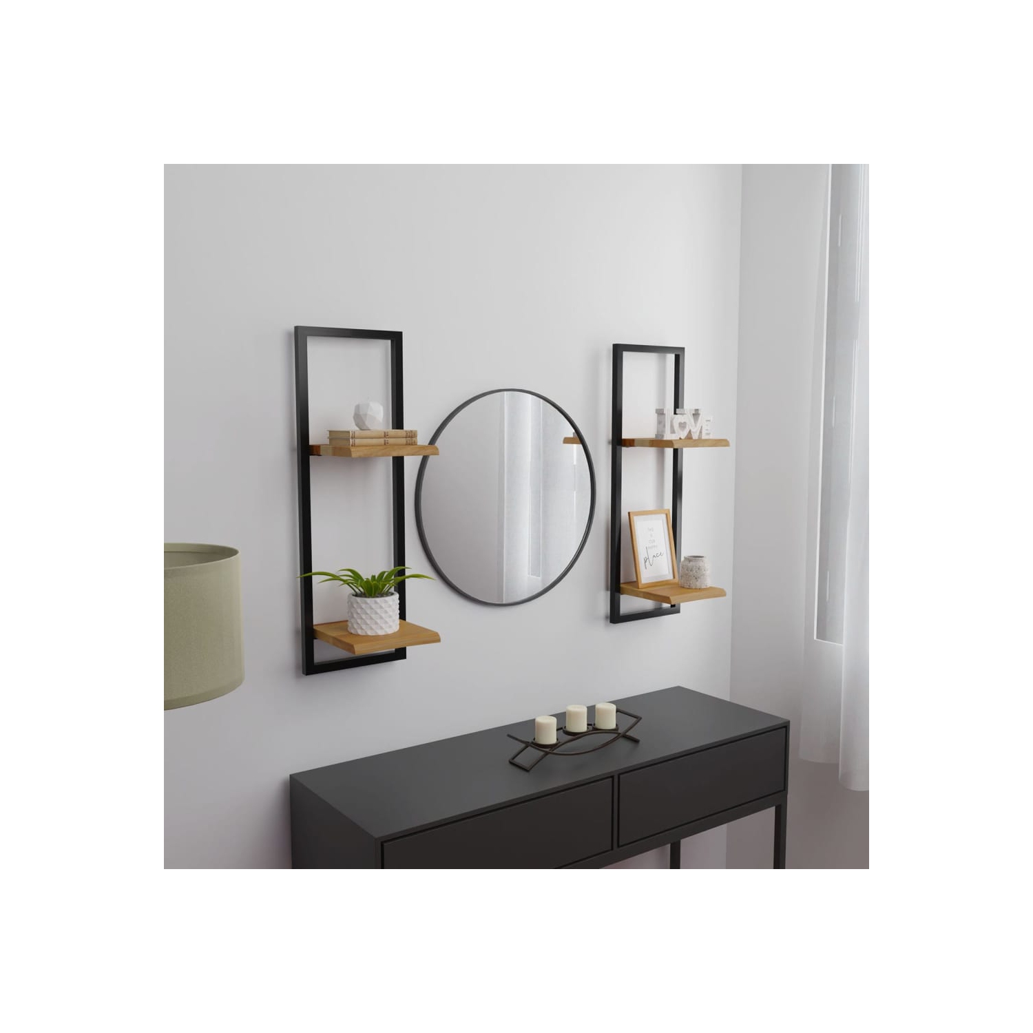 Tablettes murales vidaXL 2 pièces en bois massif d'acacia et d'acier 25x25 75 cm