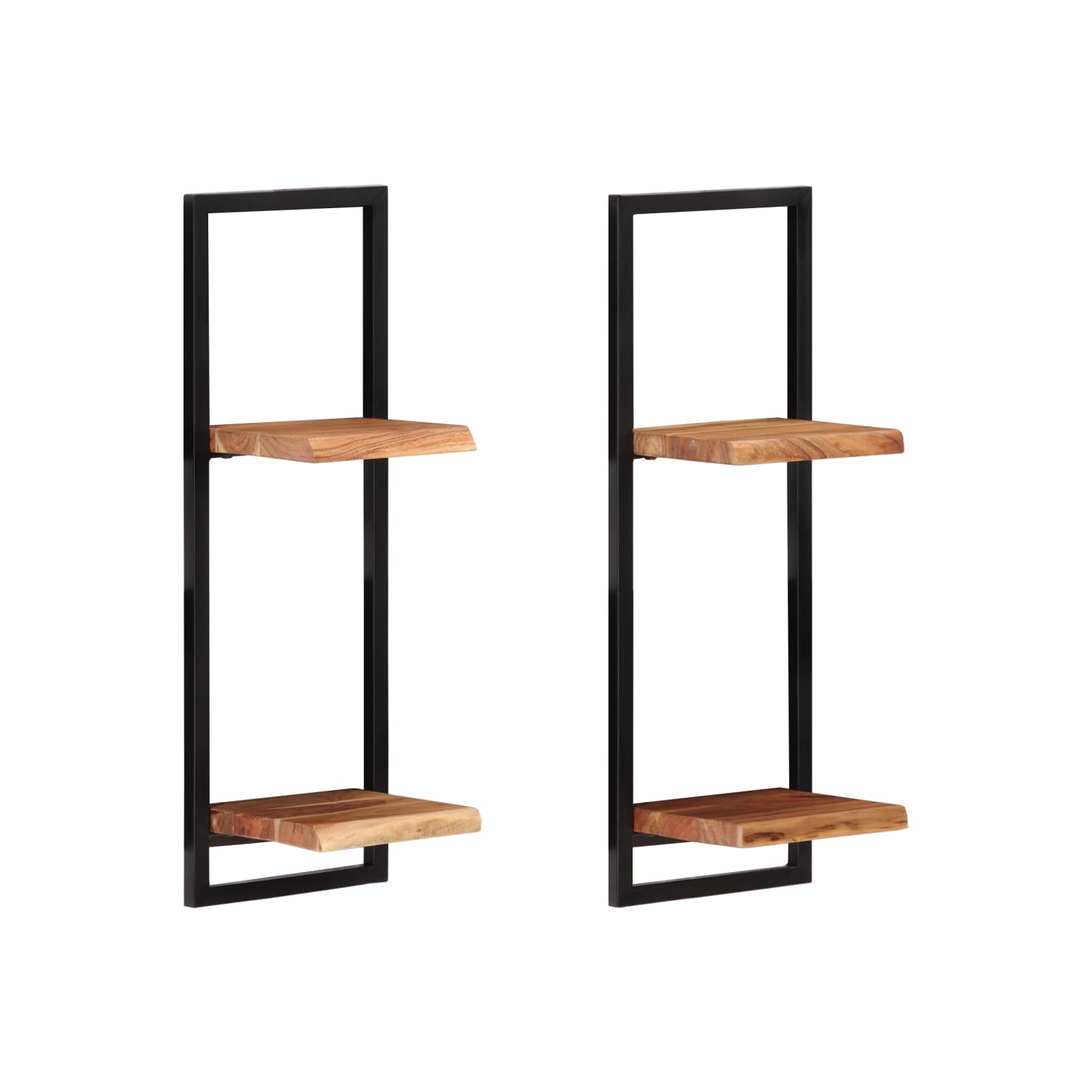 Tablettes murales vidaXL 2 pièces en bois massif d'acacia et d'acier 25x25 75 cm