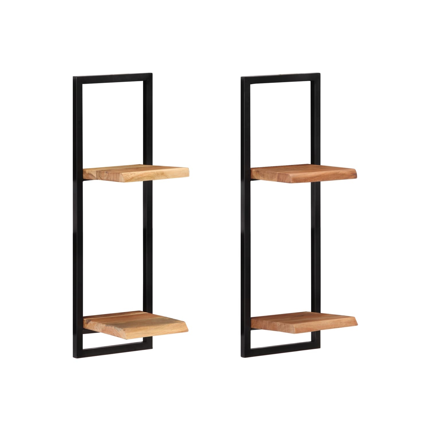 Tablettes murales vidaXL 2 pièces en bois massif d'acacia et d'acier 25x25 75 cm