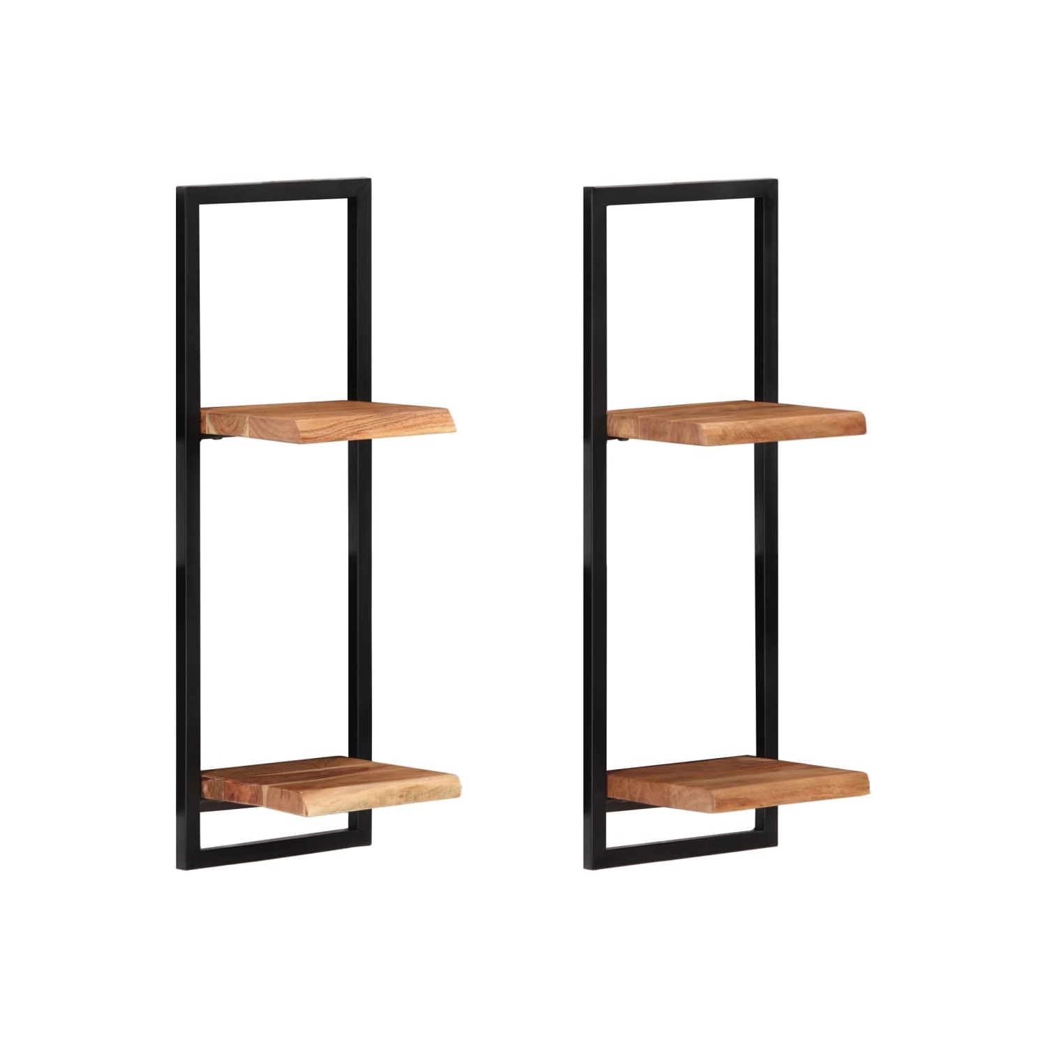 Tablettes murales vidaXL 2 pièces en bois massif d'acacia et d'acier 25x25 75 cm
