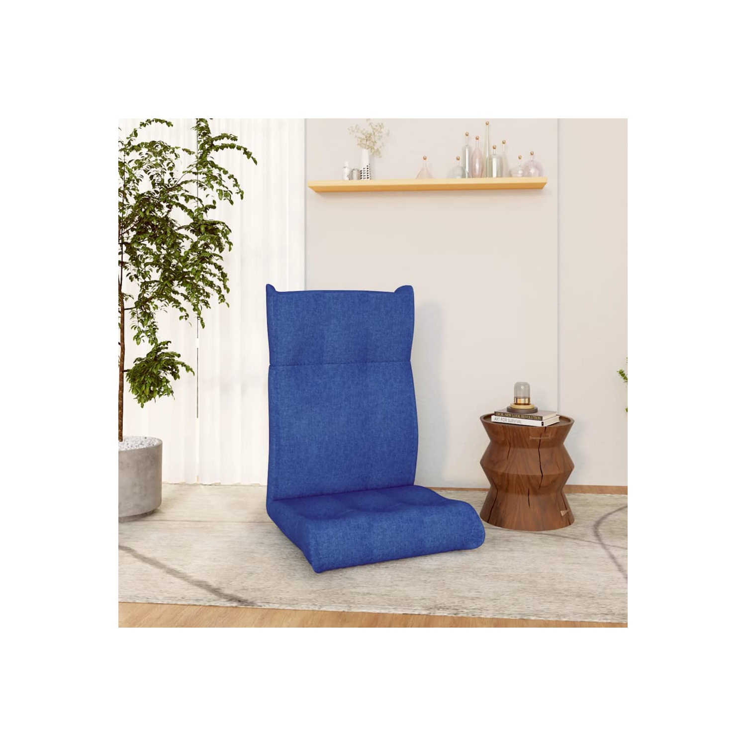 vidaXL Folding Floor Chair Blue Fabric