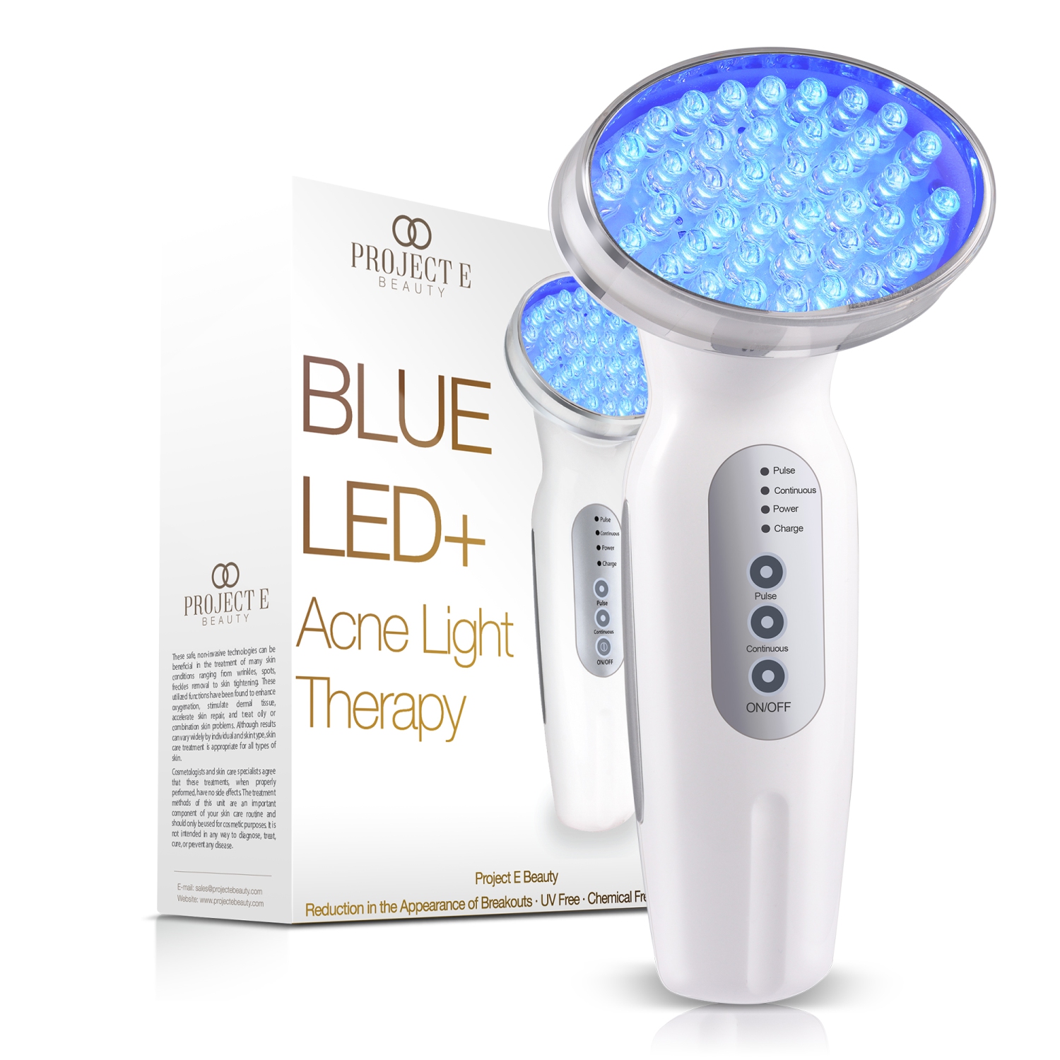 Project E Beauty Blue LED+ | Acne Light Therapy | Anti-Blemish | for Oily Skin | Reduce Dark Spots & Scars | Calm Inflammation