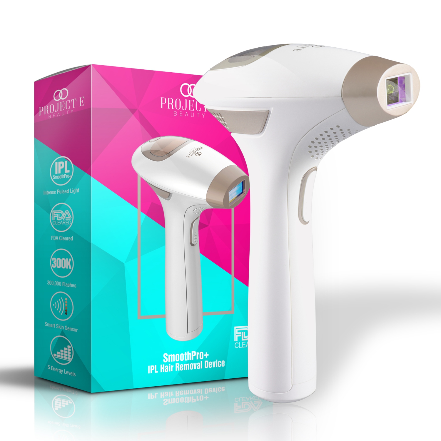 Project E Beauty SmoothPro+ IPL Hair Removal Device| Intense Pulsed Light | FDA Cleared | Permanent Hair Reduction