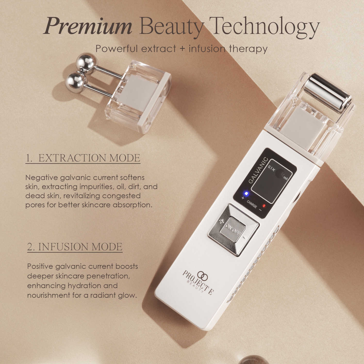 Project E Beauty GavaWand | Galvanic Wonder Roller | Smooths & Firms Skin | Reduces Fine Lines & Wrinkles | Pore Cleansing