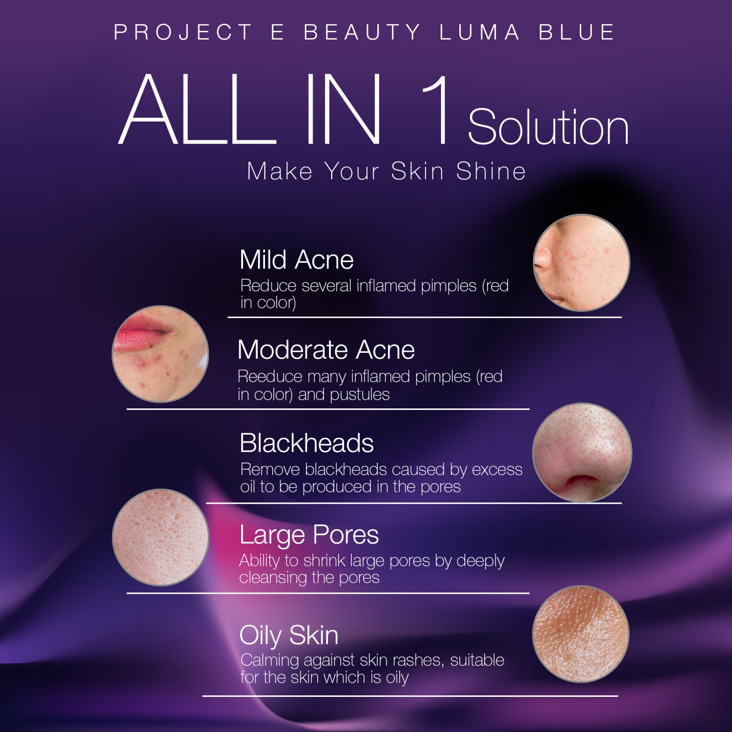 Project E Beauty LumaBlue | LED Light Therapy Cleansing Brush | Anti-Acne | Exfoliating Brush | Reduces Inflammation