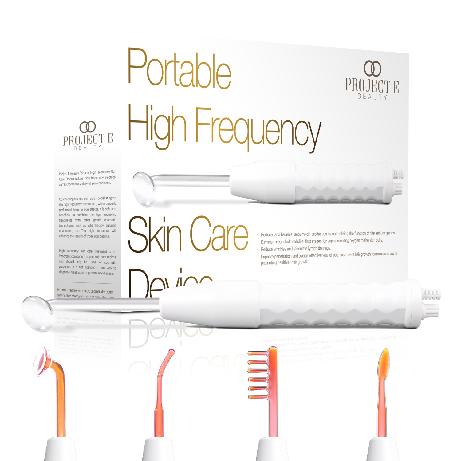 Project E Beauty Faisca Neon (Orange) | High Frequency Wand | Anti-Aging | Reduces Wrinkles & Puffy Eyes | Collagen Boost