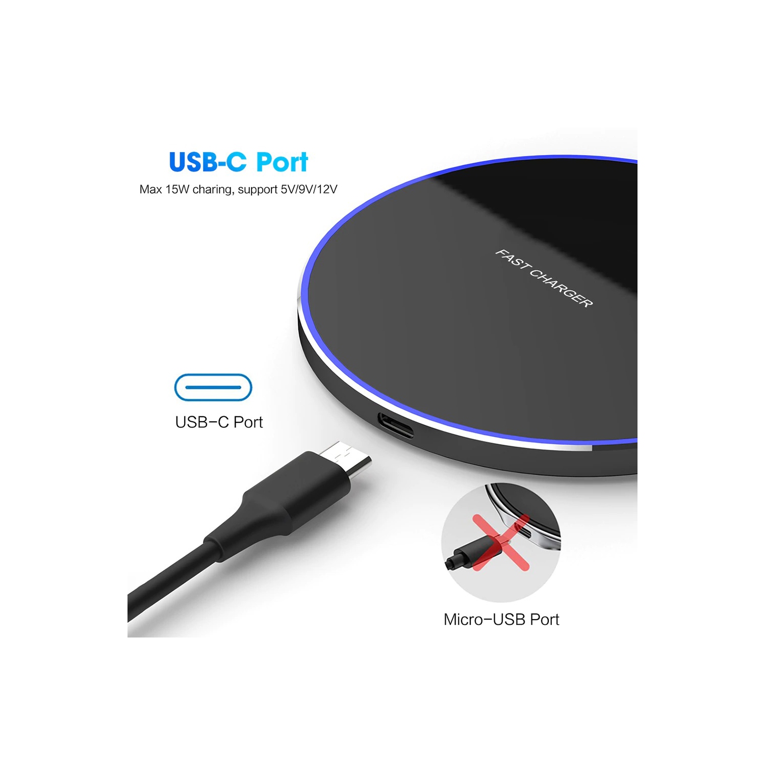 SuperShield 15W Qi Wireless Charging Pad - Black