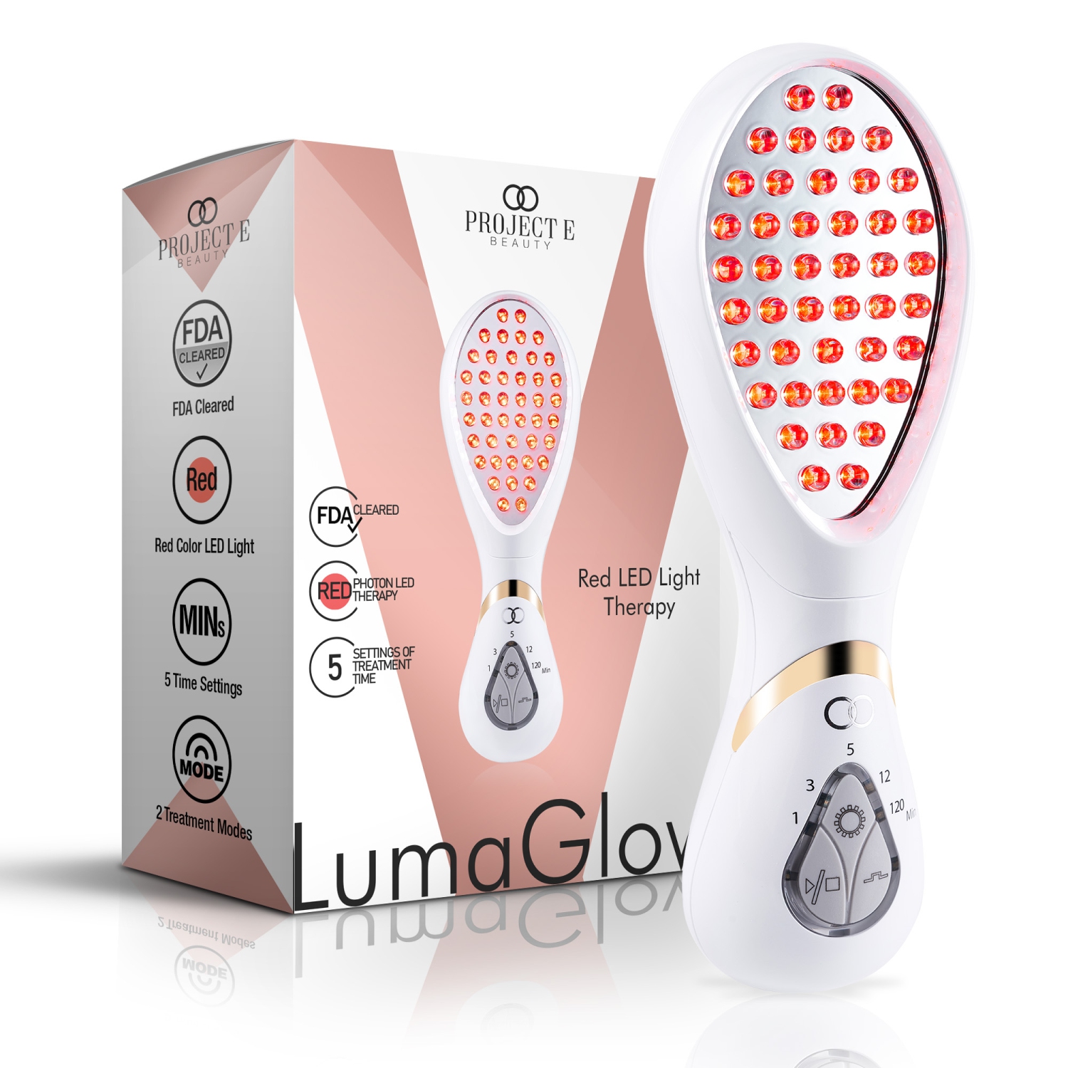 Project E Beauty LumaGlow Red | Anti-Aging LED Light Therapy Wand | Reduce Wrinkles | Collagen Booster | FDA-Cleared