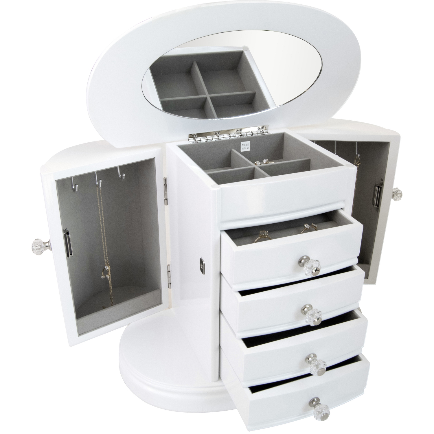 Mele and Co Heloise Jewellery Box in White