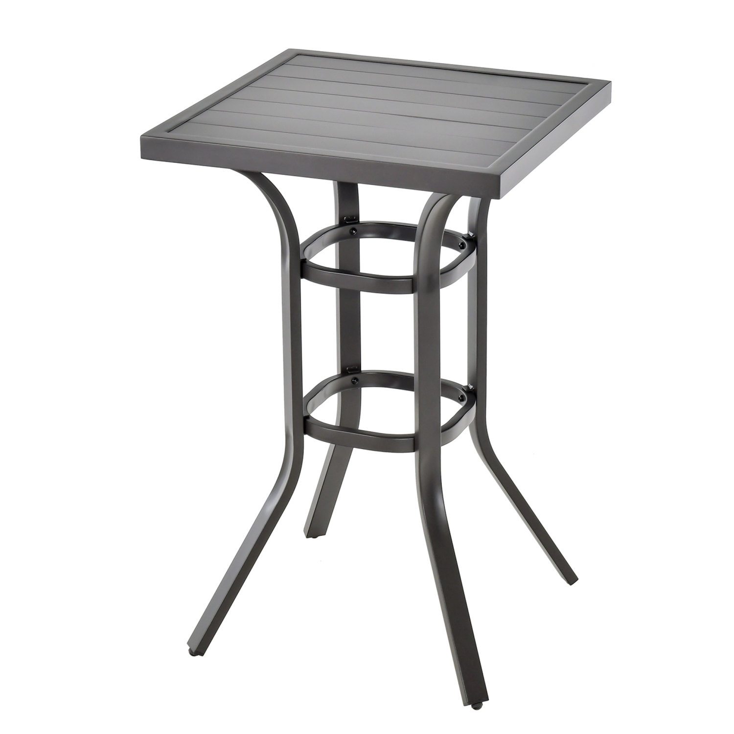 Costway 24" Patio Bar Height Table with Aluminum Tabletop&Adjustable Footpads Balcony