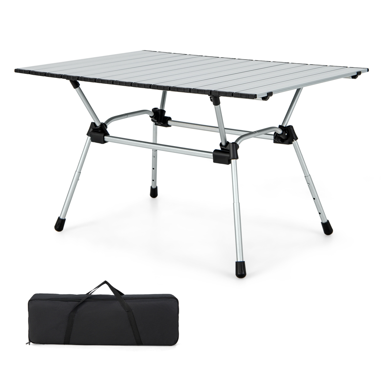 Costway Heavy-Duty Aluminum Camping Table, Folding Outdoor Picnic Table with Carrying Bag