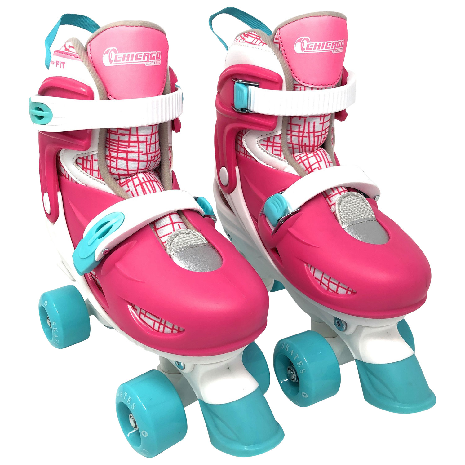 Ensemble avec patins à quatre roulettes réglables de Chicago - Rose - Taille 1-4