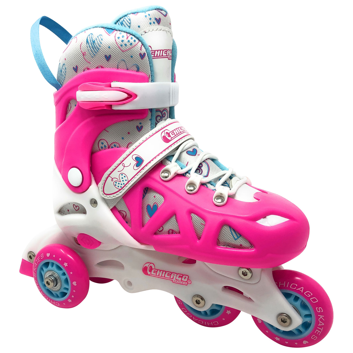 Chicago 2-In-1 Training Inline Skates Combo Set - Pink - Size 1-4