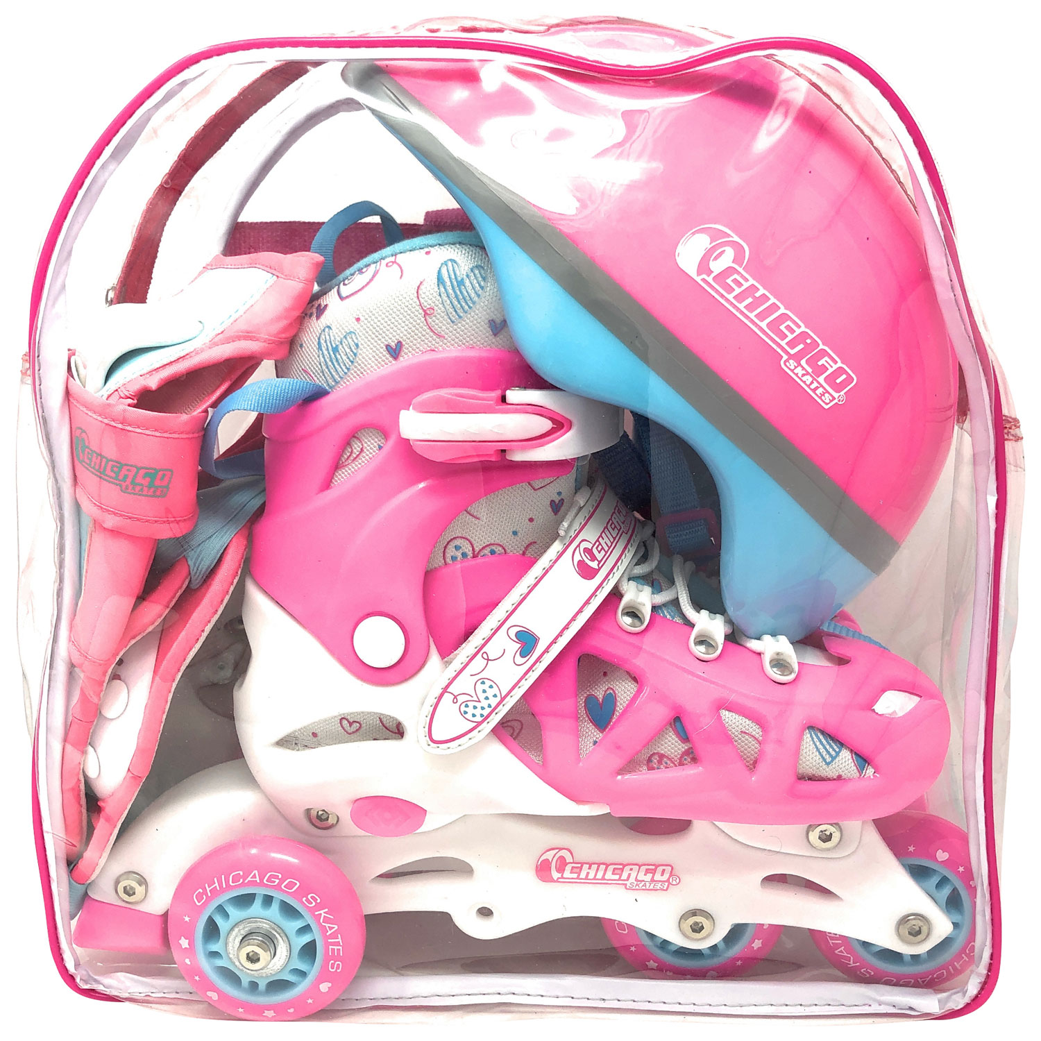Chicago 2-In-1 Training Inline Skates Combo Set - Pink - Size 1-4