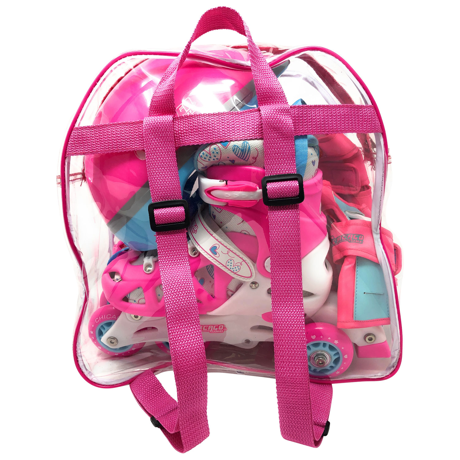 Chicago 2-In-1 Training Inline Skates Combo Set - Pink - Size 1-4