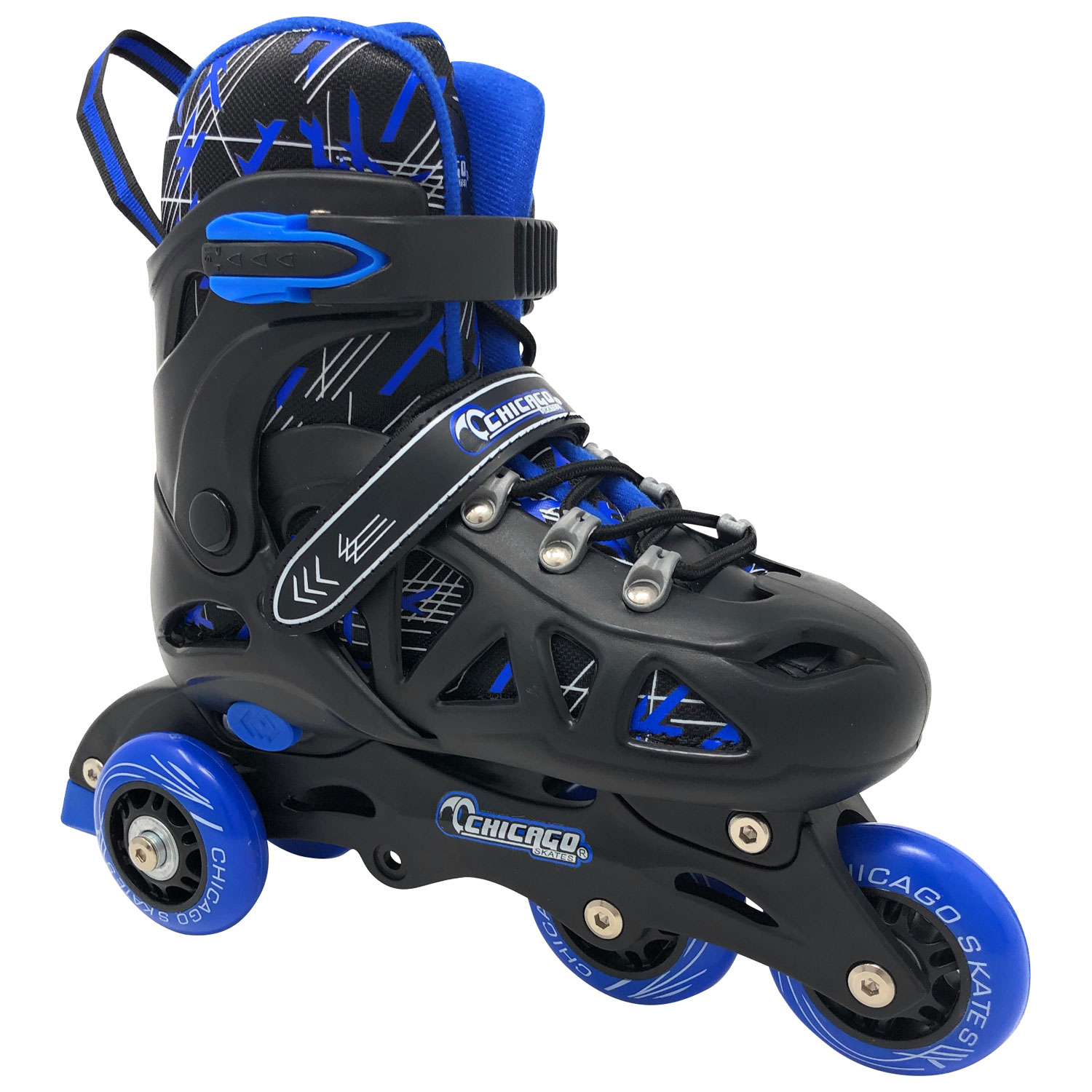 Chicago 2-In-1 Training Inline Skates Combo Set - Blue - Size J10-J13