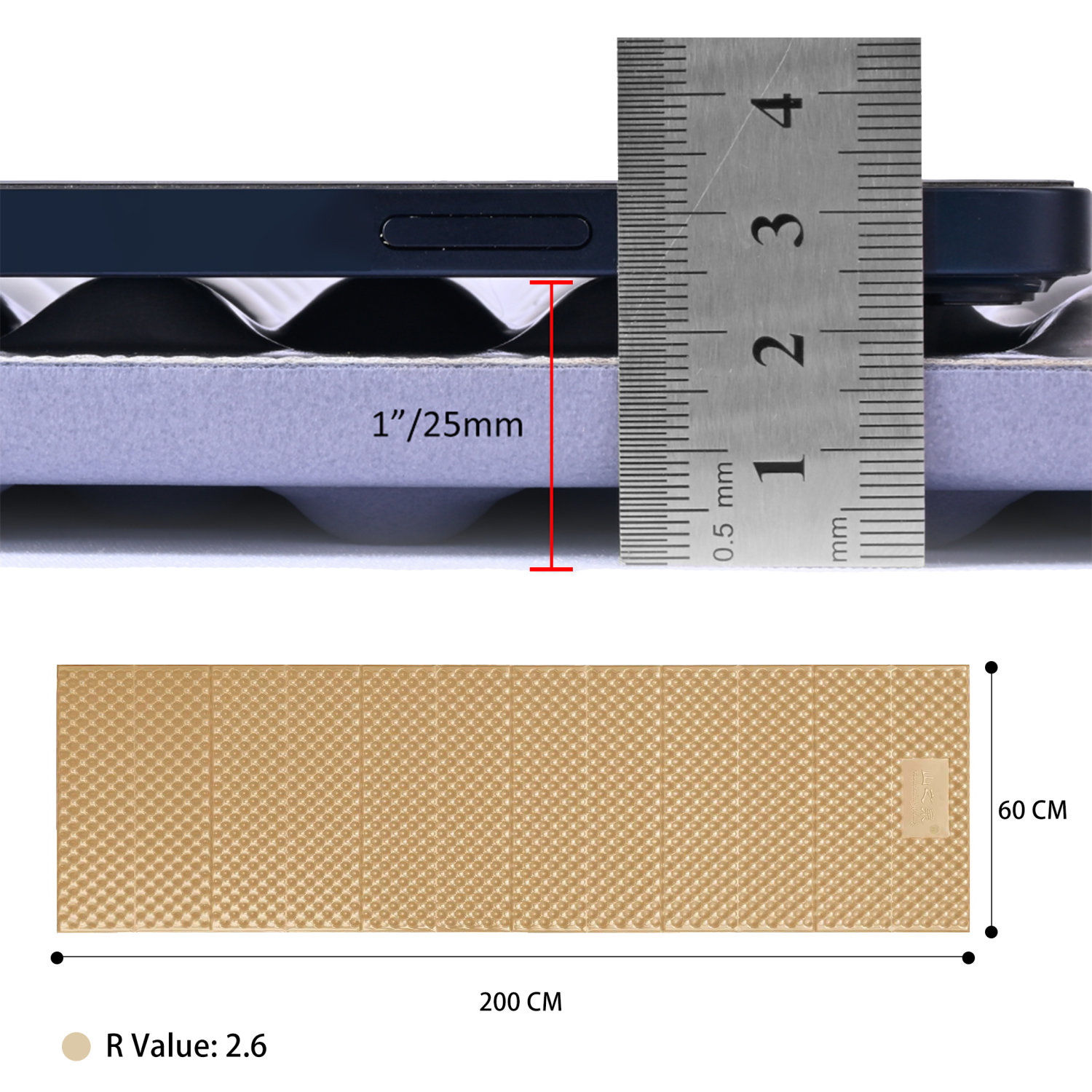 Tapis de couchage repliable en mousse à cellules fermées R-2,6 de Mountain Spring | Tapis de couchage léger et hydrofuge