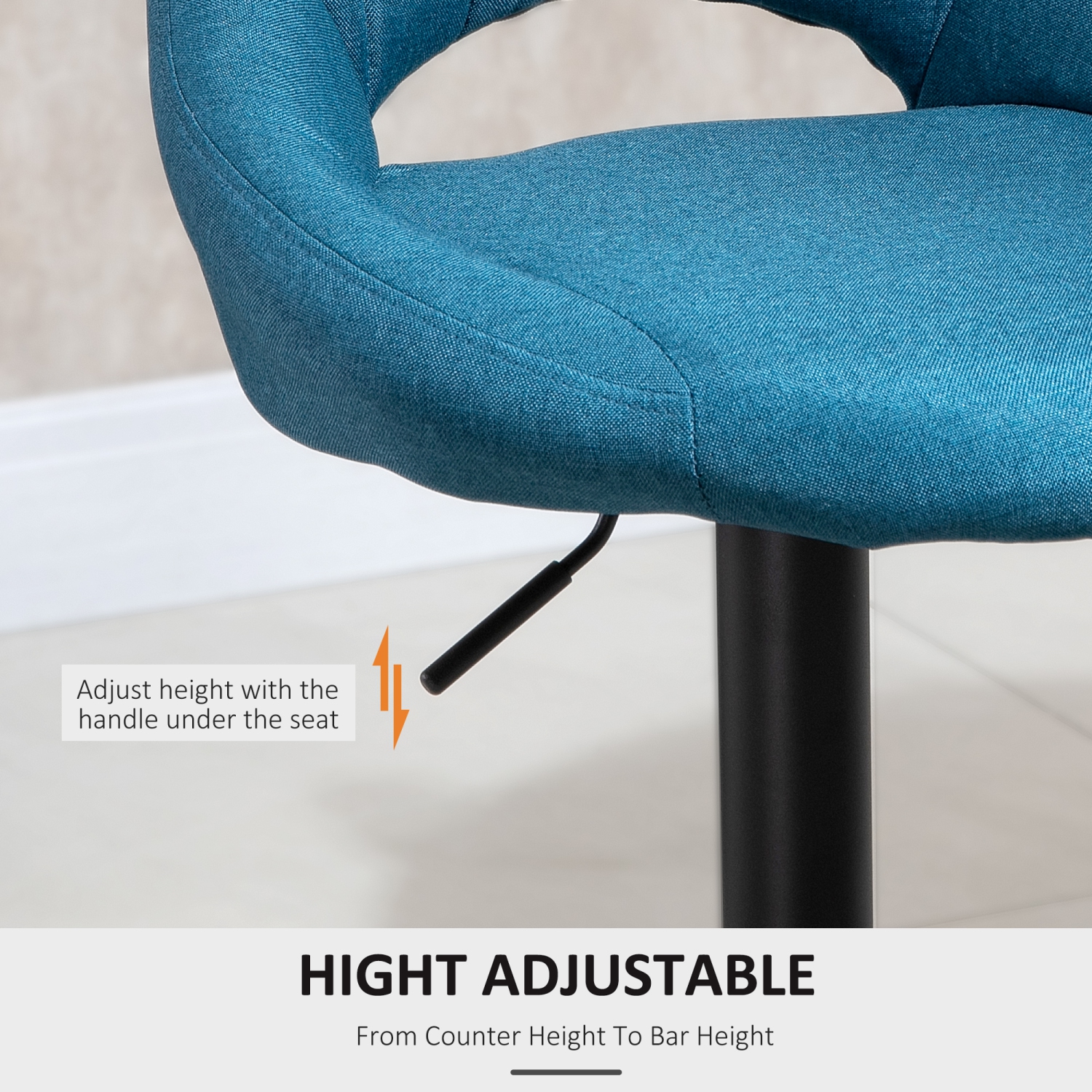 HOMCOM Bar Stools Set of 2, Swivel Counter Height Barstools with Adjustable Height, Linen Upholstered Bar Chairs with Round Metal Base and Footrest,