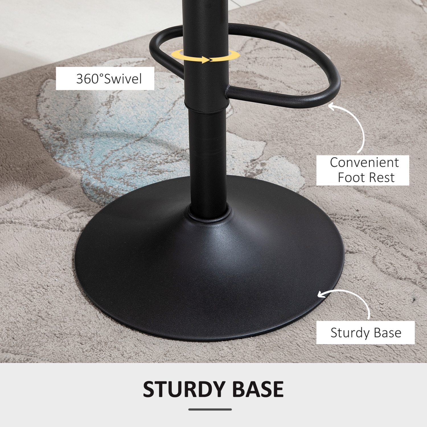 HOMCOM Bar Stools Set of 2, Swivel Counter Height Barstools with Adjustable Height, Linen Upholstered Bar Chairs with Round Metal Base and Footrest,