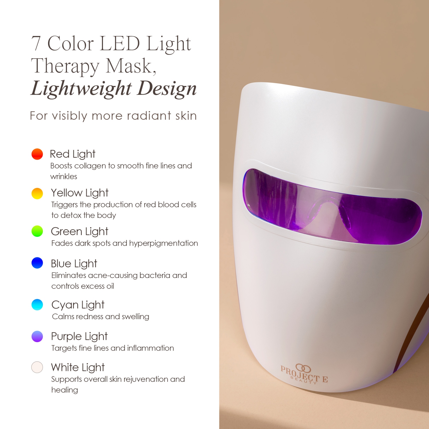 Project E Beauty Lumamask 7 | LED Light Therapy Face Mask | 7 LED Colors | with Red Light Therapy | Anti-Aging & Anti-Blemish
