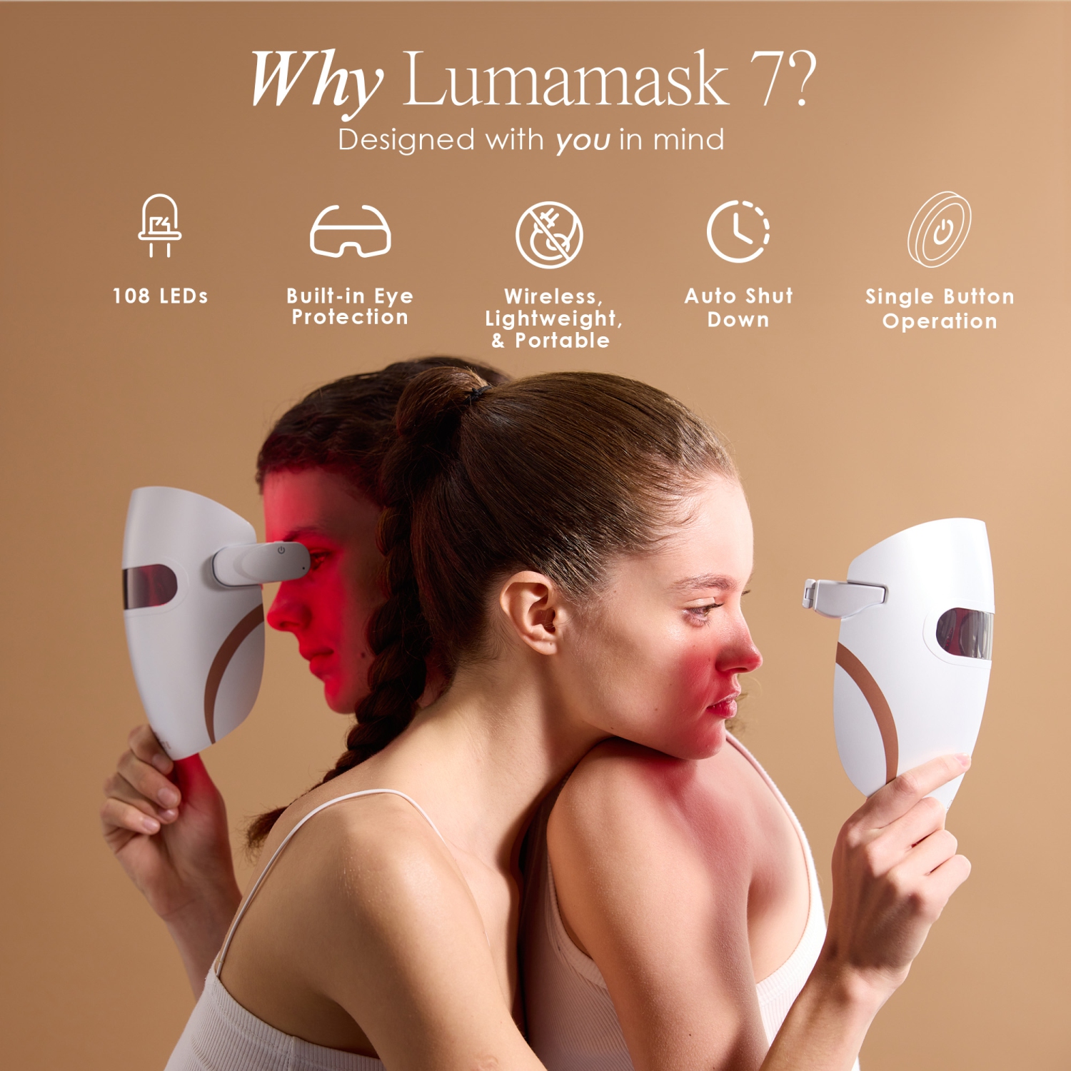 Project E Beauty Lumamask 7 | LED Light Therapy Face Mask | 7 LED Colors | with Red Light Therapy | Anti-Aging & Anti-Blemish