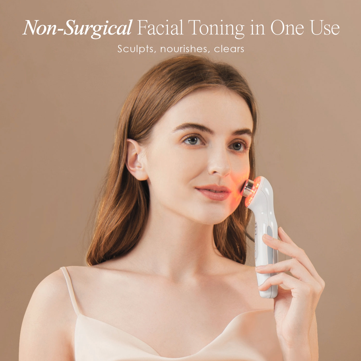 Project E Beauty SkinSonic | LED Ultrasonic Wand | Red, Blue & Green LED Light Therapy | Collagen Boost | Anti-Aging